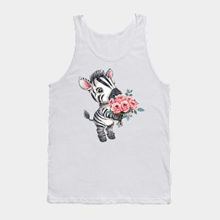 Valentine Zebra Giving Flowers Tank Top